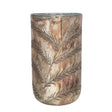 6" Round x 10-1/2"H Etched Mercury Glass Hurricane/Vase, Antique Silver Finish