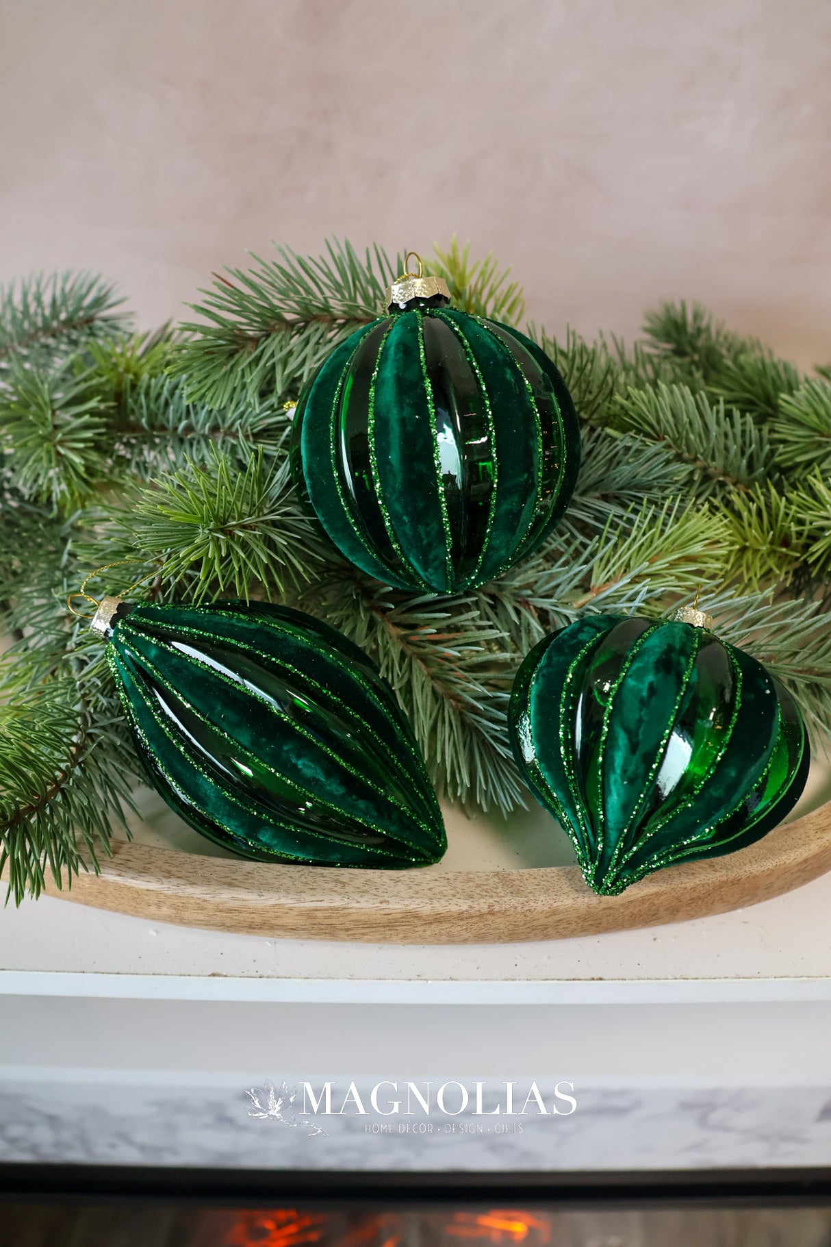 Velvet Dream Green Glass Ornament - 3 Styles