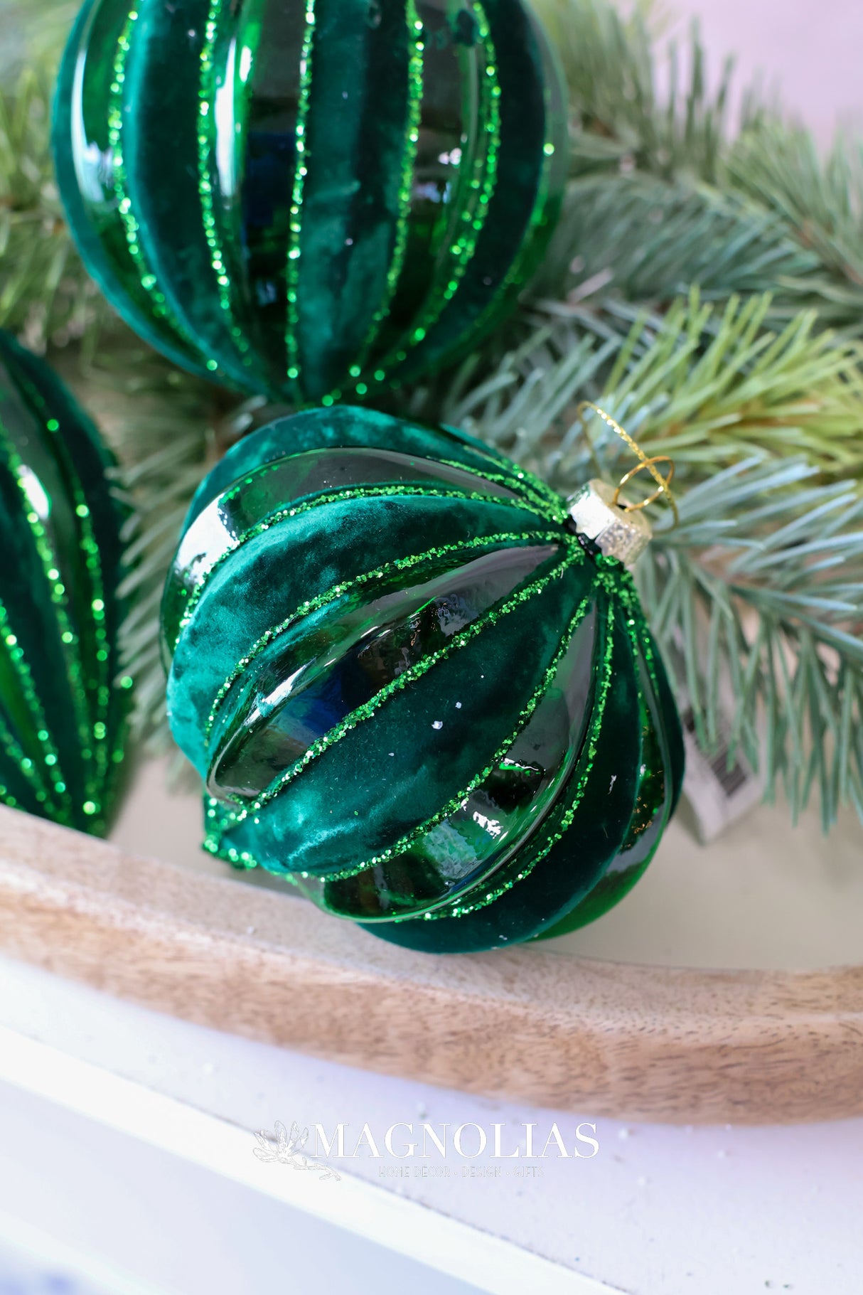 Velvet Dream Green Glass Ornament - 3 Styles