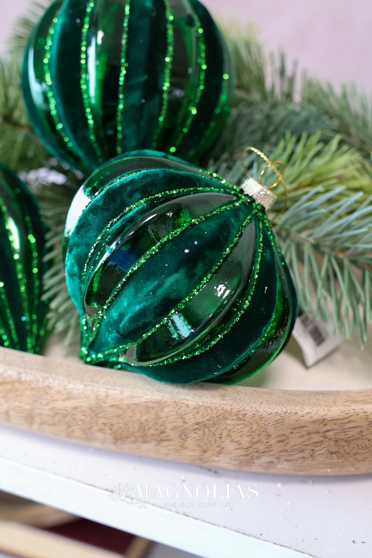 Velvet Dream Green Glass Ornament - 3 Styles