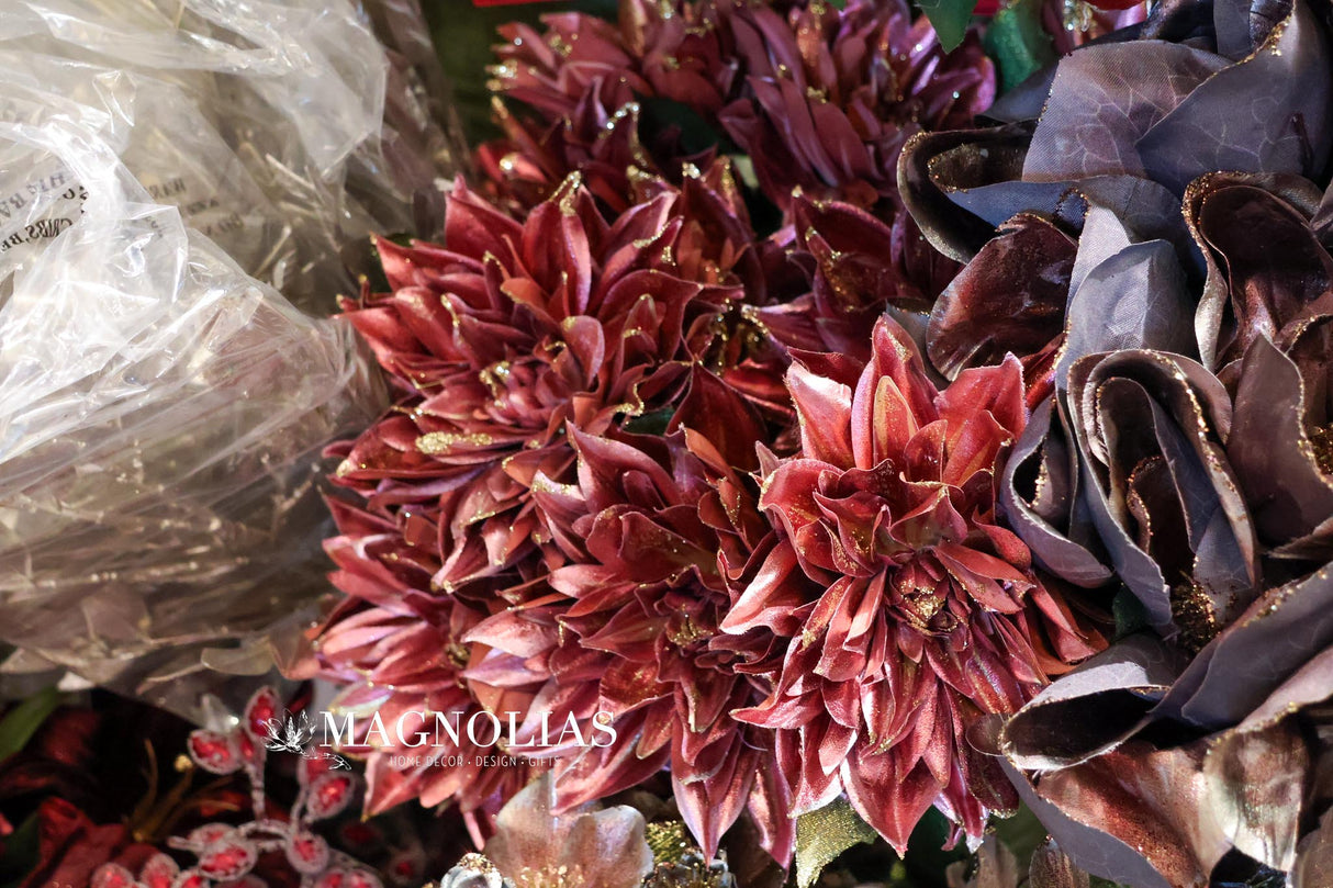 Glittered Metallic Dahlia Spray