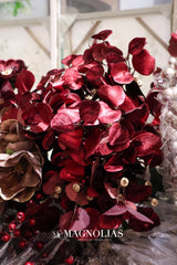 Burgundy Glamour Velvet Eucalyptus Spray