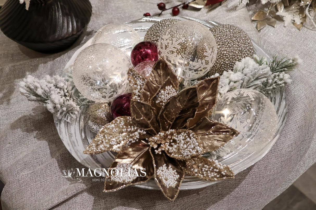 Pewter Metallic Poinsettia Spray