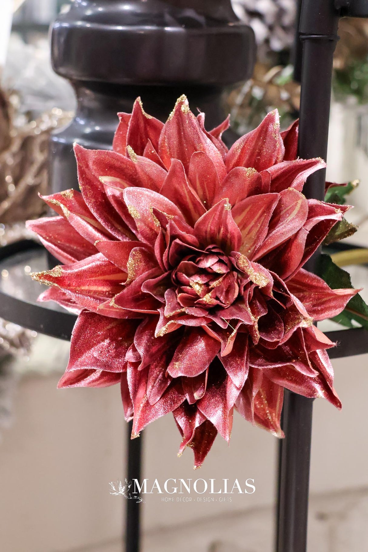 Glittered Metallic Dahlia Spray