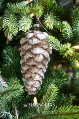 Winter Pinecone Glass Ornament