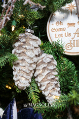 Winter Pinecone Glass Ornament