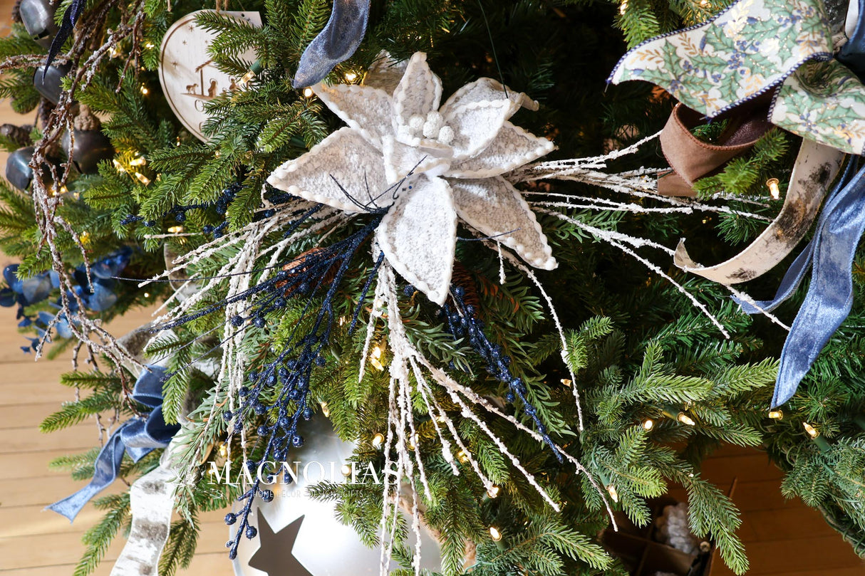 Blue Glitter Winter Berry Spray