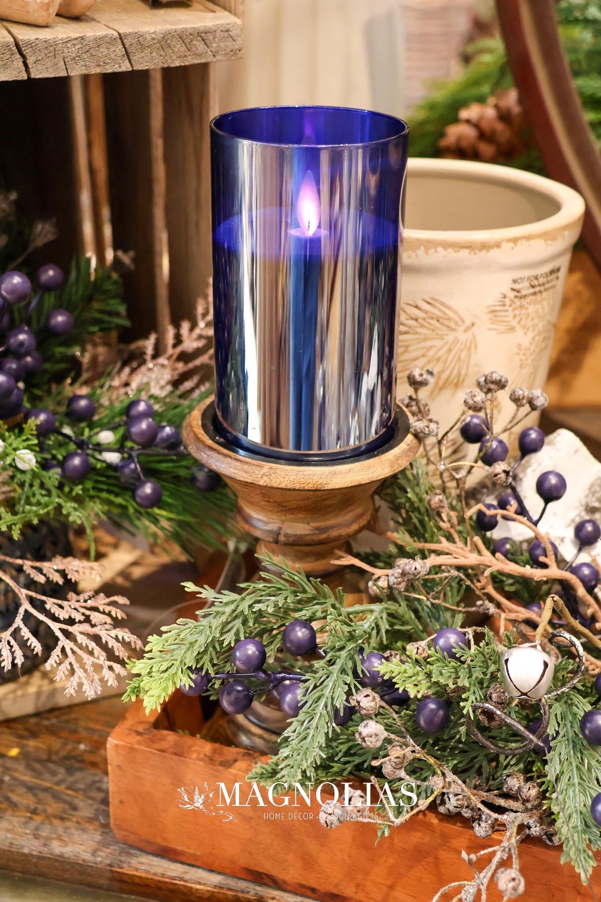 Blue Moving LED Glass Candle Set