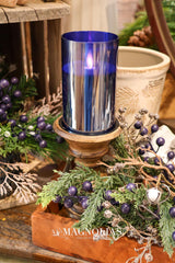 Blue Moving LED Glass Candle Set