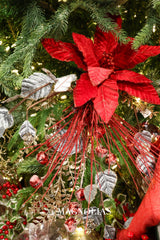 Red Rich Velvet Poinsettia Stem