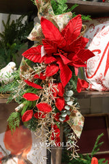 Red Rich Velvet Poinsettia Stem