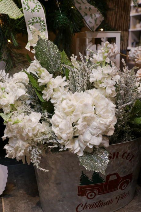 Snow White Hydrangea & Delphinium Drop In