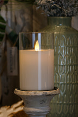 Cream Moving LED Glass Candle Set