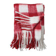 60"L x 50"W Woven Acrylic Throw w/ Fringe, Red & White Plaid