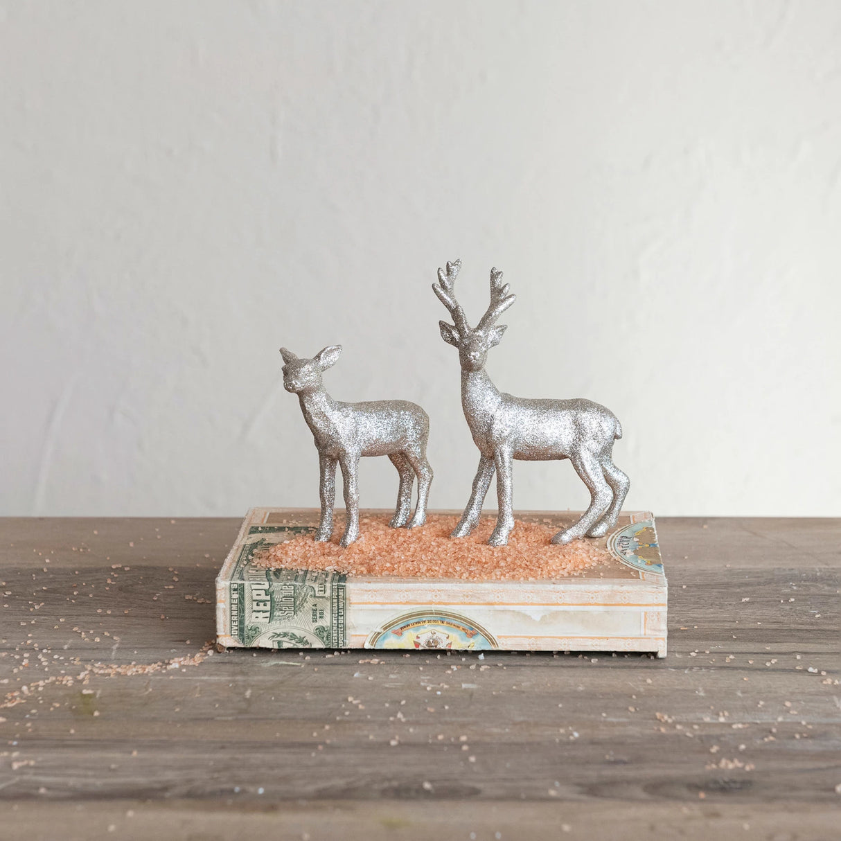 Mini Glittering Silver Reindeer