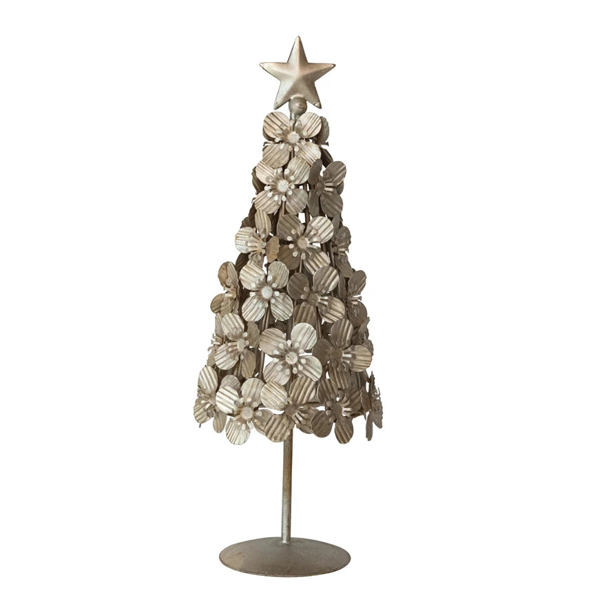 Metal Flowers Christmas Tree with Star
