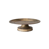 17-1/2" Round x 4-3/4"H Metal Pedestal, Antique Brass Finish