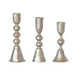 Hand-Forged Cast Iron Taper Holders, Nickel Finish, Set of 3