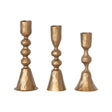 Hand-Forged Cast Iron Taper Holders, Antique Brass Finish, Set of 3