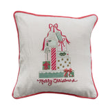 20" Square Pillow with Gifts, Embroidery, Piping & Velvet Back ©