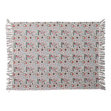 Cotton Slub Printed Throw with Holiday Pattern & Fringe ©