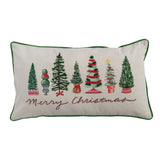 Lumbar Pillow with Piping, Embroidery & Trees "Merry Christmas" ©