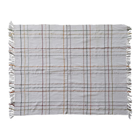 Woven Cotton & New Zealand Wool Throw with Fringe