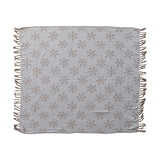 Woven Recycled Fabric Jacquard Throw with Snowflake Pattern & Fringe