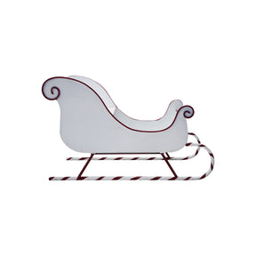 Metal Sled with Candy Cane Skis & Red Trim, White & Red