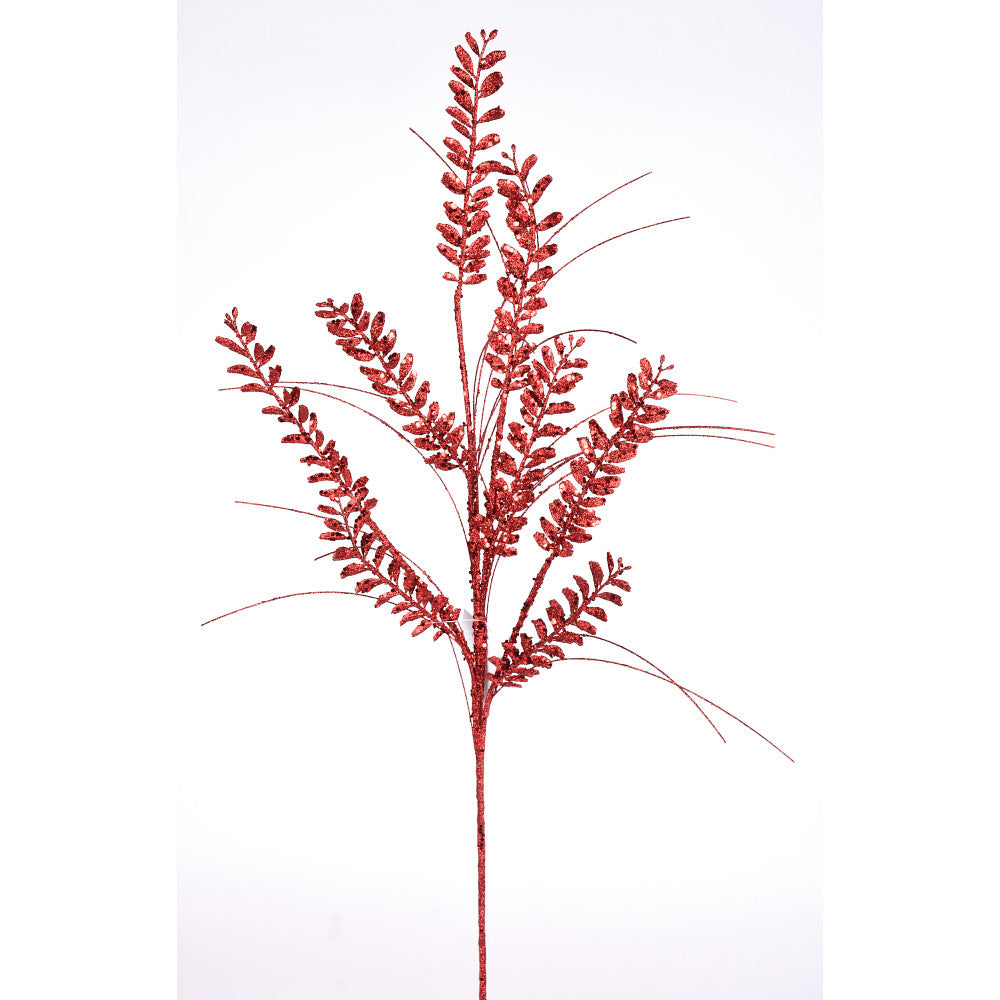 Red Glitter Berry Grass Spray