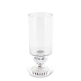Clear Glass Vase W/ Ribbed Silver Base - Pickup Only