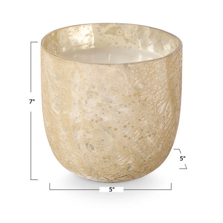 Winter White Crackle Glass Candle -2 Sizes