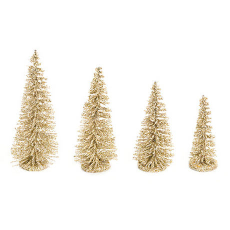 Gold Mini Bottle Brush Tree Set Of 4