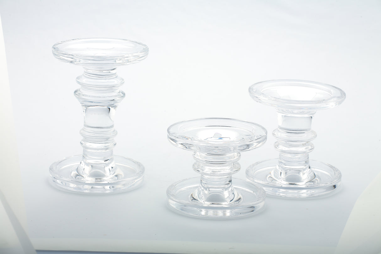 Clear Glass Candleholder Set of 3