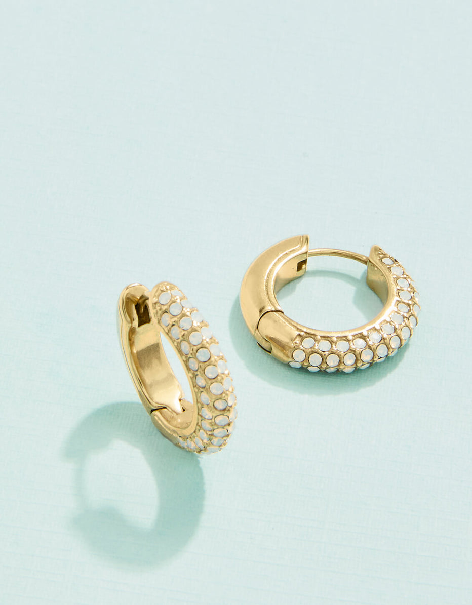 Splash Shine On Pave Hoop Earrings