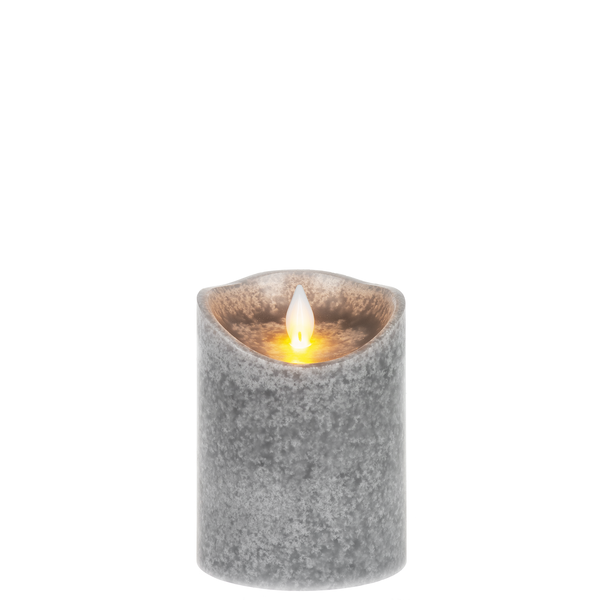 4X3" Charcoal LED Mottled Wax Pillar Candle