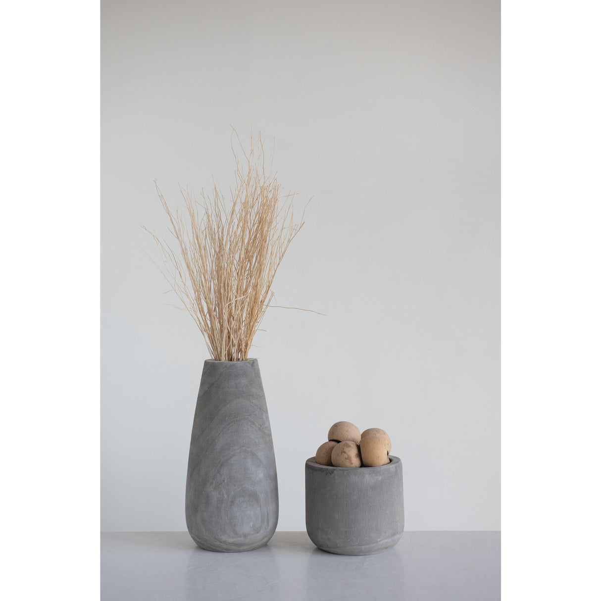 Paulownia Wood Vase with Grey Wash