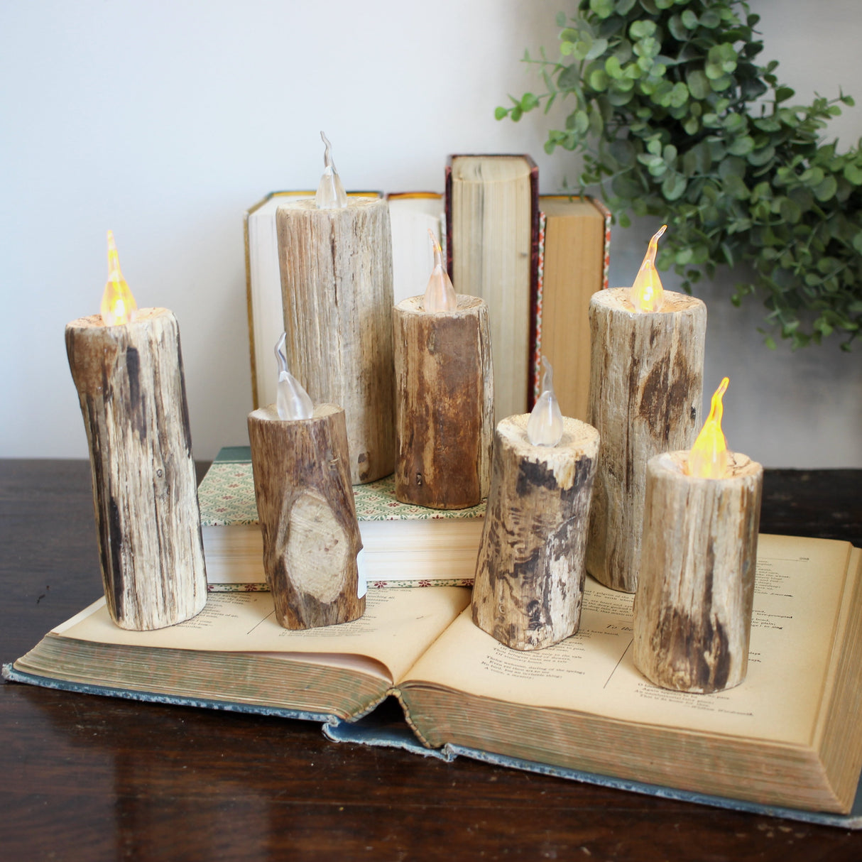 Small Wooden Faux Candle