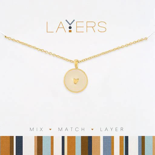 Gold Enamel Heart Pendant Necklace