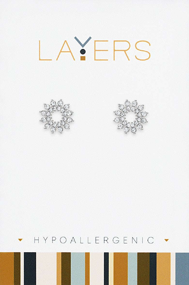 Open CZ Silver Stud Earrings