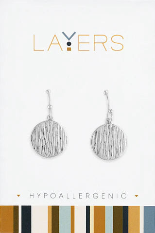 Silver Brushed Dangle Layers Earrings