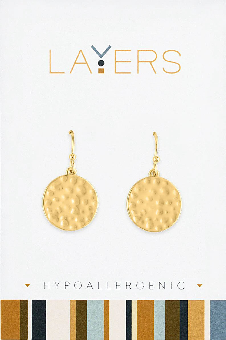 Gold Hammered Dangle Earrings