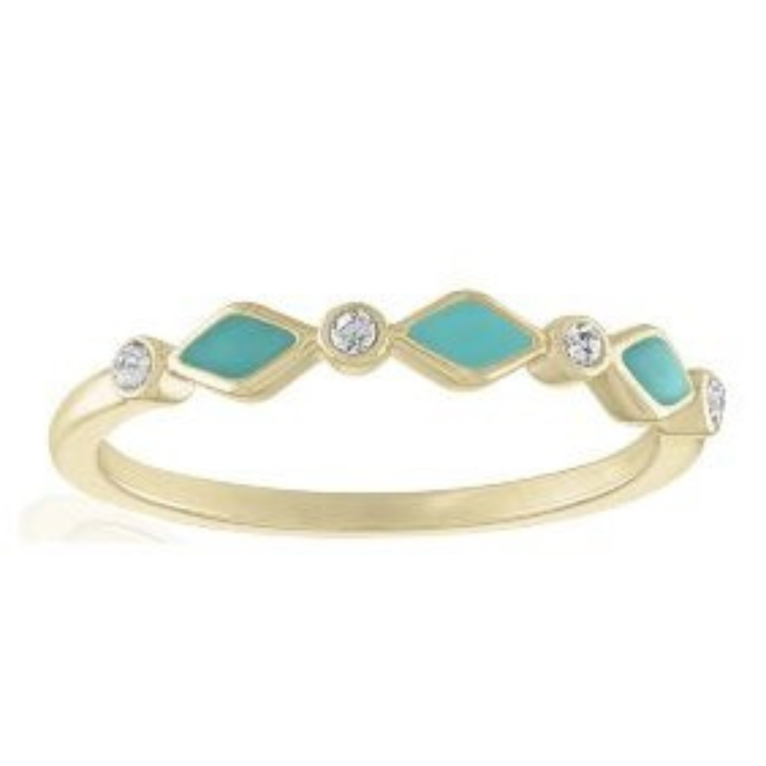 Infinity Turquoise Diamond Gold Layering Ring