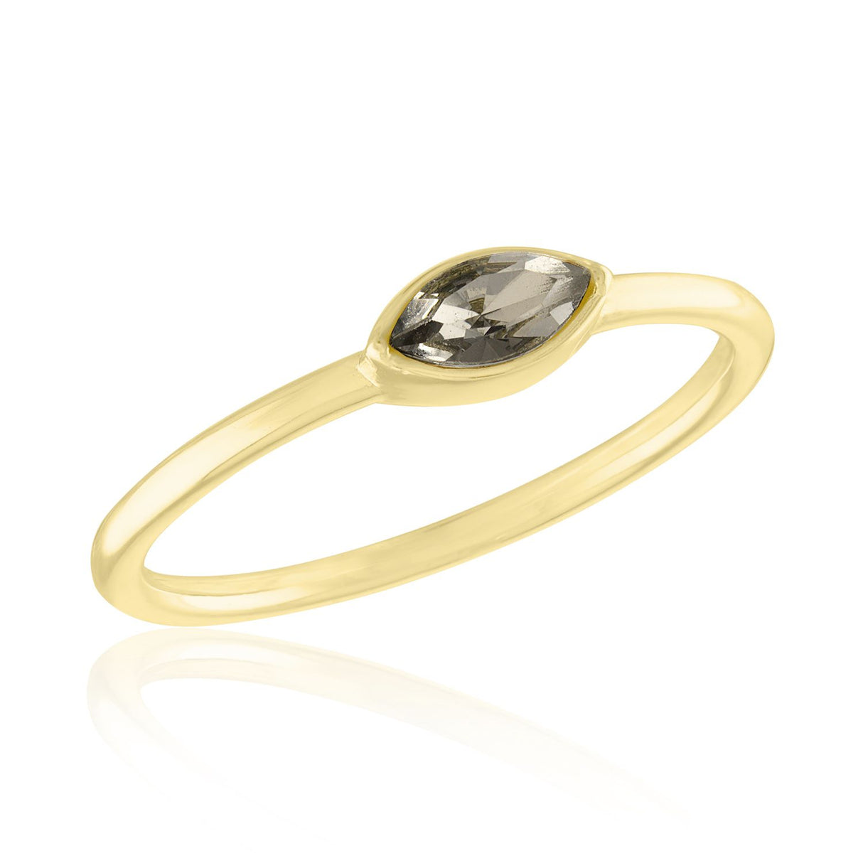 Black Diamond Marquise Gold Layering Ring