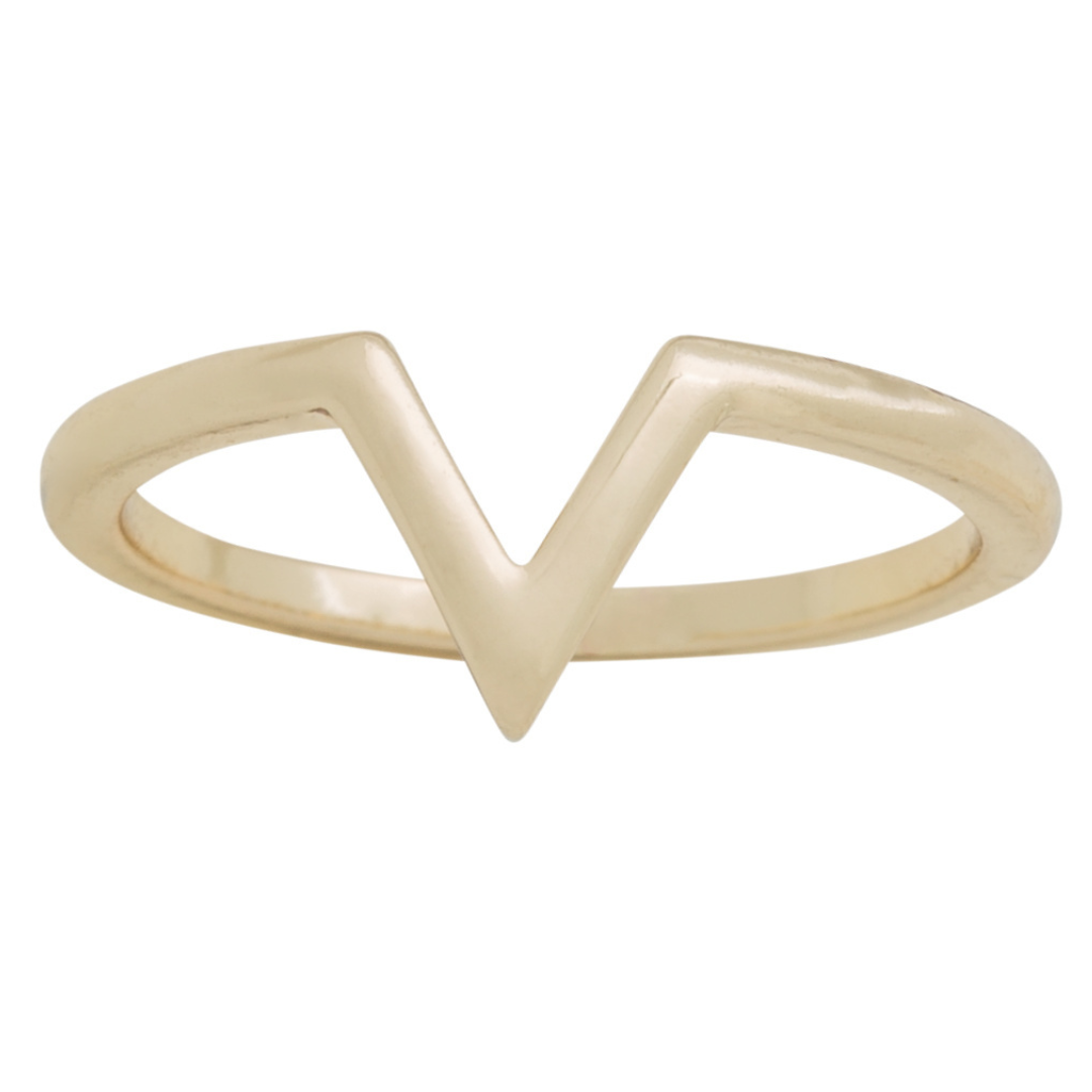 V Gold Layering Ring