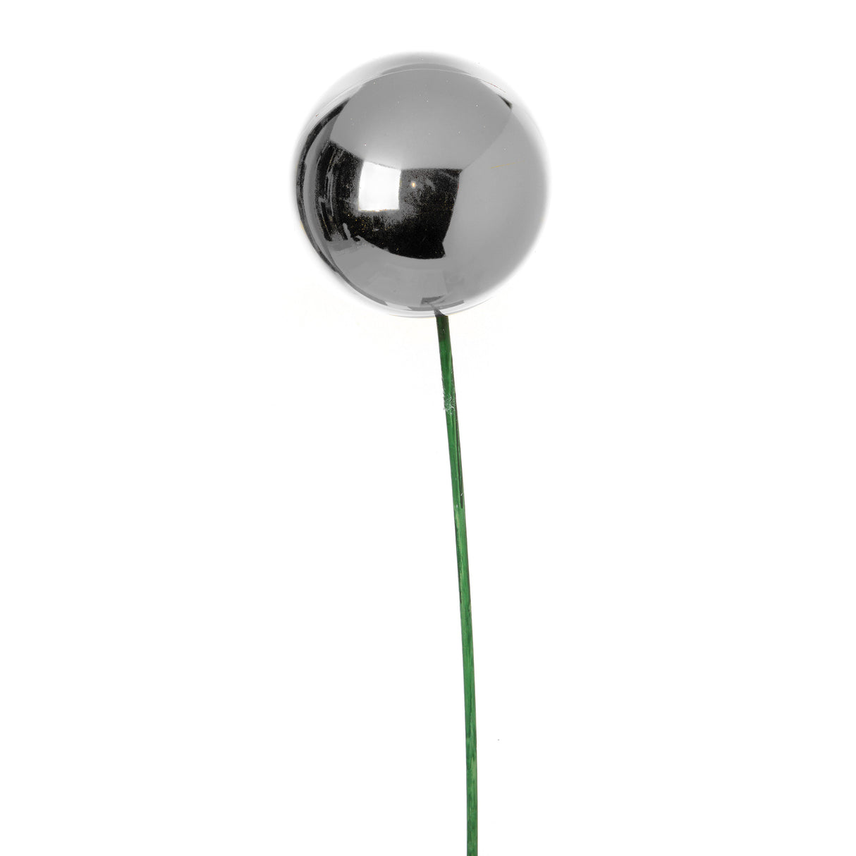 Silver Shiny Ball Ornament Stake