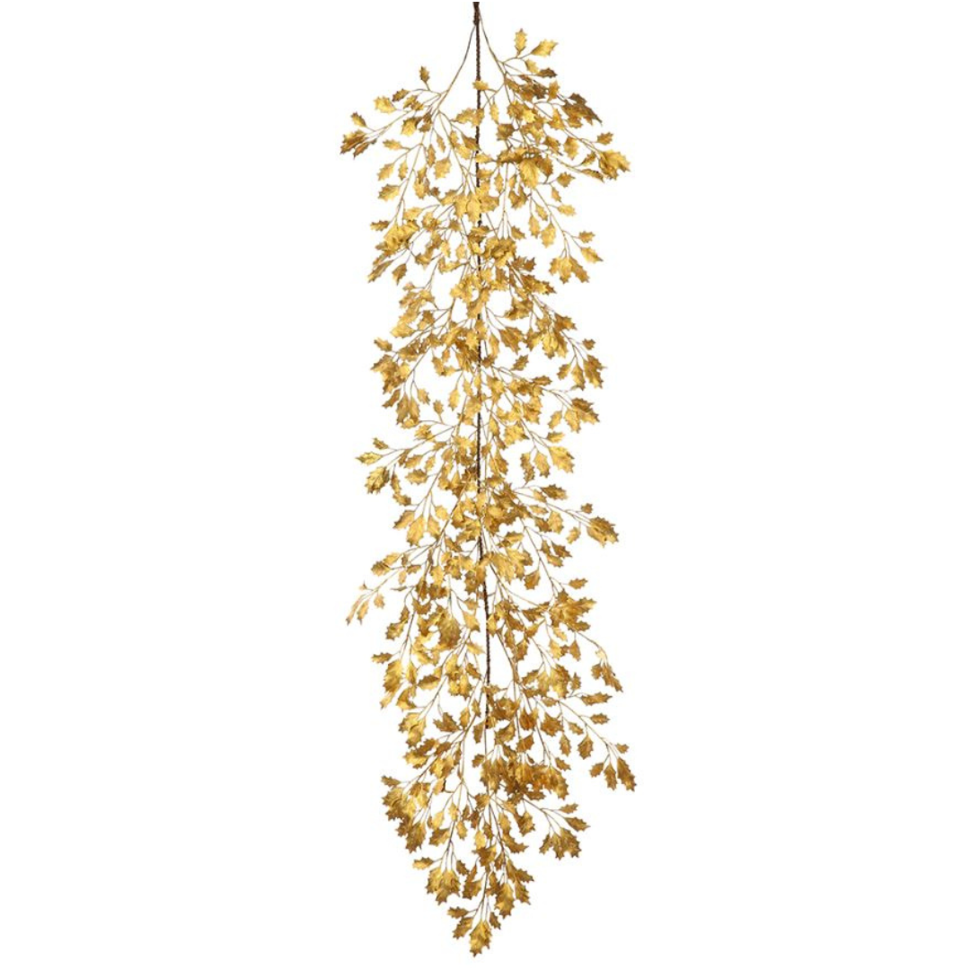 5' Gold Holly Leaf Garland