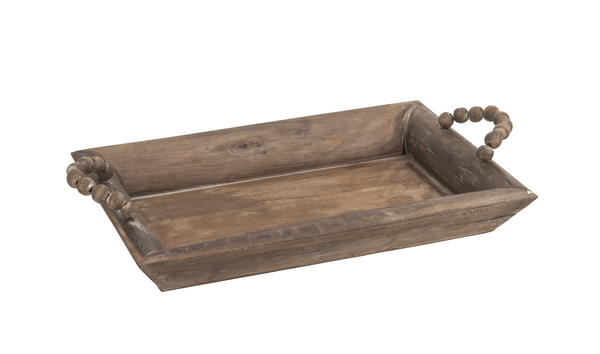 Tray with Wood Beaded Handle - 2 Sizes