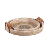 Round Medallion Tray w/ Leather Handle