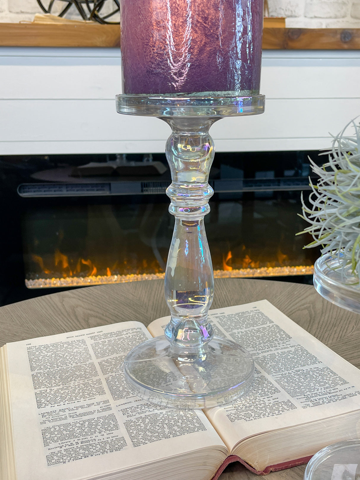Kathy Iridescent Clear Glass Candle Holder - 2 Sizes